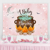 Lofaris A Baby Is Brewing Moon And Star Pink Shower Backdrop